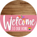 Welcome To Our Home Sign Pride Pink Stripe Wood Grain Decoe-3939-Dh 18 Round