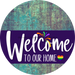Welcome To Our Home Sign Pride Purple Stripe Petina Look Decoe-3964-Dh 18 Wood Round
