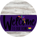Welcome To Our Home Sign Pride Purple Stripe White Wash Decoe-3957-Dh 18 Wood Round