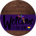 Welcome To Our Home Sign Pride Purple Stripe Wood Grain Decoe-3951-Dh 18 Round