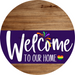 Welcome To Our Home Sign Pride Purple Stripe Wood Grain Decoe-3959-Dh 18 Round