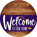 Welcome To Our Home Sign Pride Purple Stripe Wood Grain Decoe-3960-Dh 18 Round