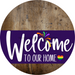 Welcome To Our Home Sign Pride Purple Stripe Wood Grain Decoe-3962-Dh 18 Round