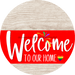 Welcome To Our Home Sign Pride Red Stripe White Wash Decoe-3906-Dh 18 Wood Round