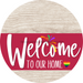 Welcome To Our Home Sign Pride Viva Magenta Stripe White Wash Decoe-3986-Dh 18 Wood Round