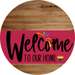 Welcome To Our Home Sign Pride Viva Magenta Stripe Wood Grain Decoe-3969-Dh 18 Round