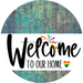Welcome To Our Home Sign Pride White Stripe Petina Look Decoe-3854-Dh 18 Wood Round