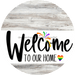 Welcome To Our Home Sign Pride White Stripe Wash Decoe-3857-Dh 18 Wood Round