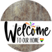 Welcome To Our Home Sign Pride White Stripe Wood Grain Decoe-3853-Dh 18 Round