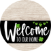 Welcome To Our Home Sign St Patricks Day Black Stripe White Wash Decoe-3390-Dh 18 Wood Round