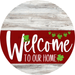 Welcome To Our Home Sign St Patricks Day Dark Red Stripe White Wash Decoe-3318-Dh 18 Wood Round