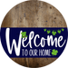 Welcome To Our Home Sign St Patricks Day Navy Stripe Wood Grain Decoe-3253-Dh 18 Round