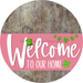 Welcome To Our Home Sign St Patricks Day Pink Stripe Wood Grain Decoe-3335-Dh 18 Round