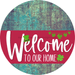 Welcome To Our Home Sign St Patricks Day Viva Magenta Stripe Petina Look Decoe-3376-Dh 18 Wood Round
