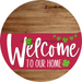 Welcome To Our Home Sign St Patricks Day Viva Magenta Stripe Wood Grain Decoe-3371-Dh 18 Round