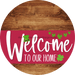 Welcome To Our Home Sign St Patricks Day Viva Magenta Stripe Wood Grain Decoe-3372-Dh 18 Round