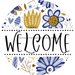 Welcome Wreath Sign, Floral Wreath, DECOE-4132-A, 11.75 metal Round