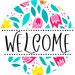 Welcome Wreath Sign, Floral Wreath, DECOE-4136, 10 metal Round