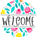 Welcome Wreath Sign, Floral Wreath, DECOE-4136-A, 11.75 metal Round