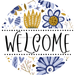 Welcome Wreath Sign, Floral Wreath, DECOE-4132, 10 vinyl Round
