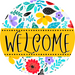 Welcome Wreath Sign, Floral Wreath, DECOE-4133, 10 vinyl Round