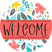 Welcome Wreath Sign, Floral Wreath, DECOE-4135, 10 vinyl Round