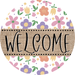 Welcome Wreath Sign, Spring Floral Wreath, DECOE-4102-A, 11.75 metal Round