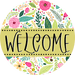 Welcome Wreath Sign, Spring Floral Wreath, DECOE-4103-B, 8 metal Round