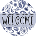 Welcome Wreath Sign, Spring Floral Wreath, DECOE-4109-A, 11.75 metal Round