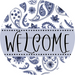 Welcome Wreath Sign, Spring Floral Wreath, DECOE-4109-B, 8 metal Round