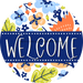 Welcome Wreath Sign, Spring Floral Wreath, DECOE-4114, 10 metal Round