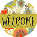 Welcome Wreath Sign, Spring Floral Wreath, DECOE-4121, 10 metal Round