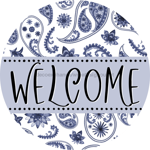 Welcome Wreath Sign, Spring Floral Wreath, DECOE-4109, 10 vinyl Round
