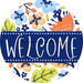 Welcome Wreath Sign, Spring Floral Wreath, DECOE-4114, 10 vinyl Round