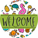 Welcome Wreath Sign, Summer Wreath, Pool Sign, DECOE-4125, 10 vinyl Round