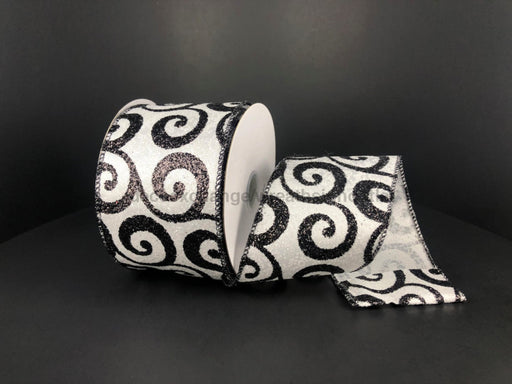 White/Black Ultra Glit Swrls, 2.5"X10Y 51101-40-01 - DecoExchange®
