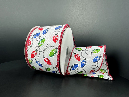 Wht Diag Glt Stn/Rd-Gr-Rd Cmas Lites 2.5’’X10Y 72502-40-25 Ribbon