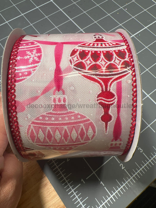 Wht Lin/Rd-Pink Big Ornmt-Bows 2.5’’X10Y 72598-40-12 Ribbon