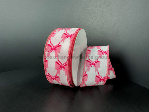 Wht Ponche Stn/Pink Bows 1.5’’X10Y 73543-09-03 Ribbon
