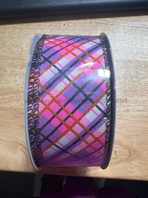 Wht Stn/Pnk-Lav-Org Glt Busy Pld 1.5’’X10Y 51517-09-30 Ribbon