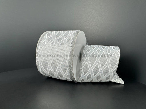 Wht-Slv Lin/Slv Mtlc Diamnd Cascade 1.5’’X10Y 73559-09-16 Ribbon