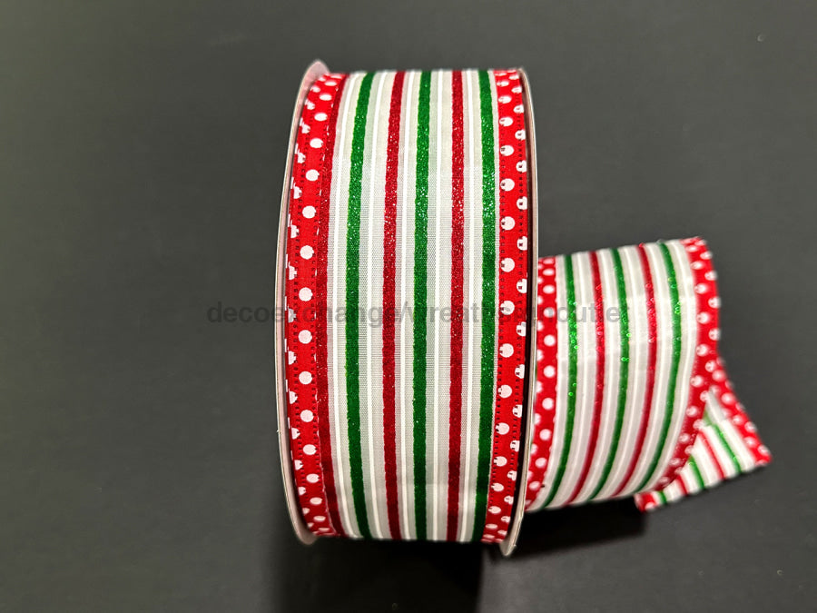 Wht Stn Emld Rd Strp/Rd Wht Dot Edg 2.5’’X50Y 875 40 550 Ribbon