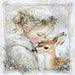 Winter Deer and Girl Sign, DCO-102305, Sign For Wreath, 10x10in Metal Sign