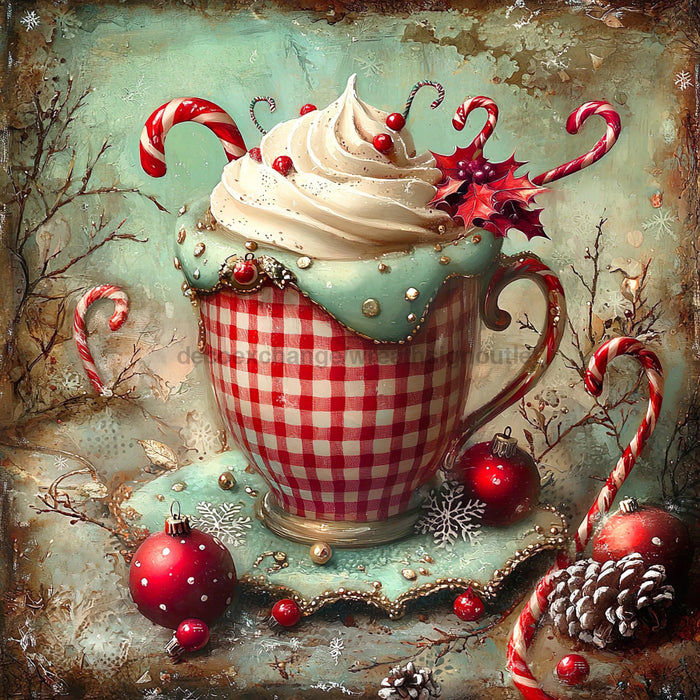 Winter Mug Sign, DCO-102003, Sign For Wreath, 10x10in Metal Sign