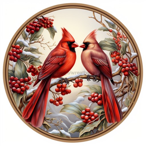 Winter Sign, Cardinal Sign, DCO-00419, Sign For Wreath, 10" Round Metal Sign - DecoExchange®