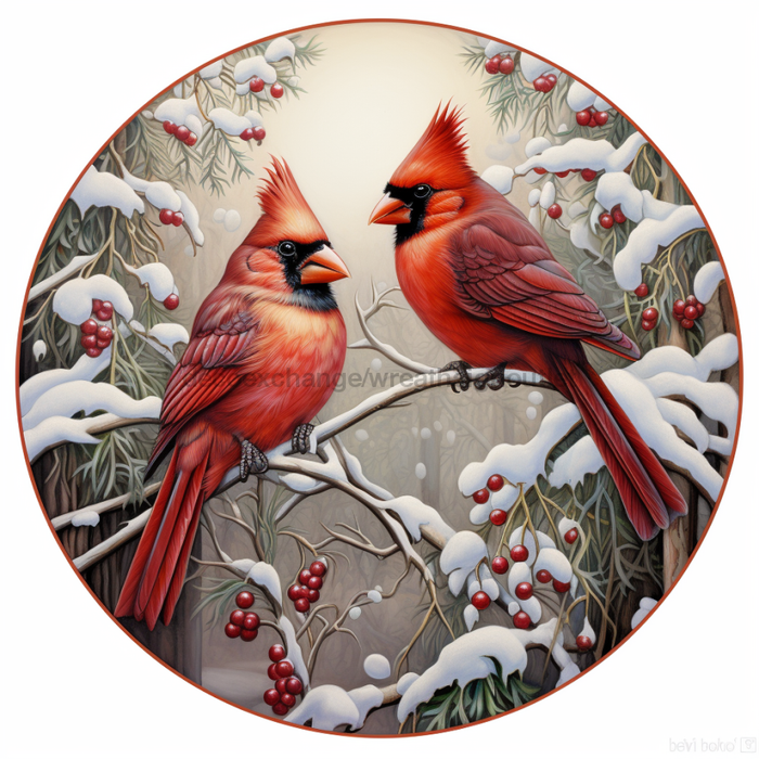 Winter Sign, Cardinal Sign, DCO-00422, Sign For Wreath, 10" Round Metal Sign - DecoExchange®