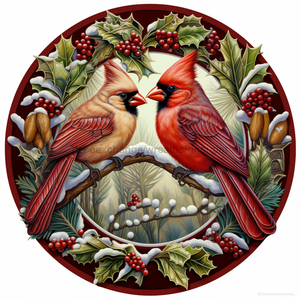 Winter Sign, Cardinal Sign, DCO-00423, Sign For Wreath, 10" Round Metal Sign - DecoExchange®