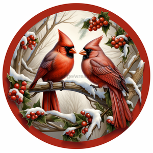 Winter Sign, Cardinal Sign, DCO-00427, Sign For Wreath, 10" Round Metal Sign - DecoExchange®