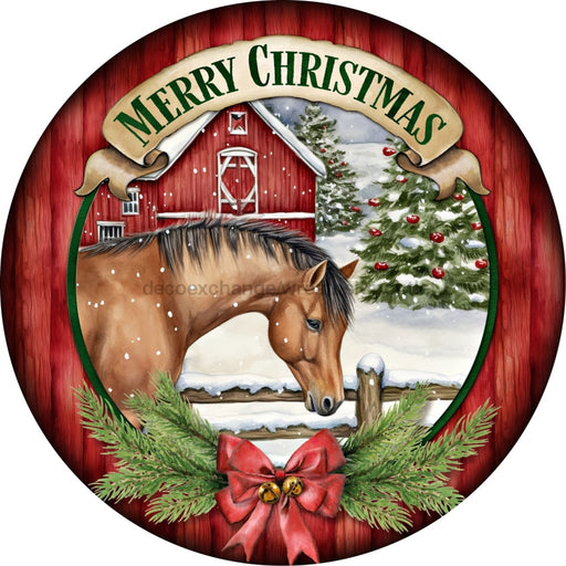 Winter Sign Christmas Horse Decoe-4776 10 Metal Round