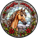 Winter Sign Christmas Horse Stained Glass Decoe-4774 10 Metal Round